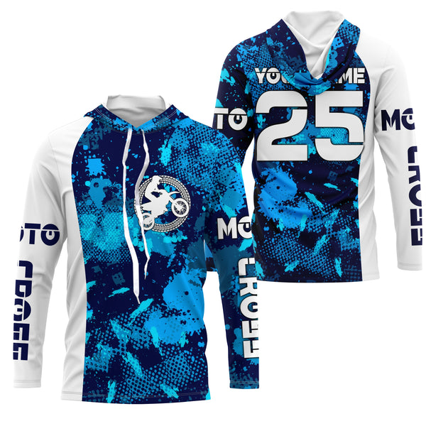 Personalized blue MX jersey extreme UPF30+ kid youth adult Motocross off-road motorcycle shirt PDT70