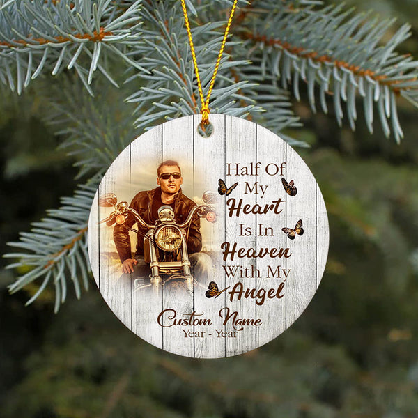 Biker Remembrance Ornament Personalized Motorcycle Ornament Sympathy Memorial Gift For Loss Of Dad ODT70