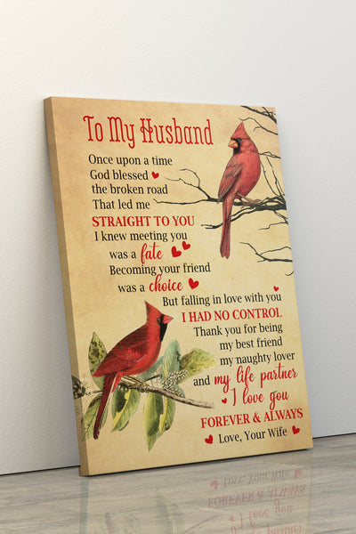 Husband Memorial Canvas| To My Husband in Heaven| Cardinal Memorial Gift for Loss of Husband| Husband Remembrance| Sympathy Gift for a Widow, Grieving Wife| Bereavement Gift| N1937 Myfihu