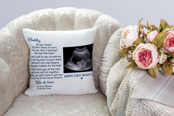 Daddy Are You Ready Custom Pillow| First Father's Day Gift for New Dad, 1st Time Dad, Expecting Dad| JPL102