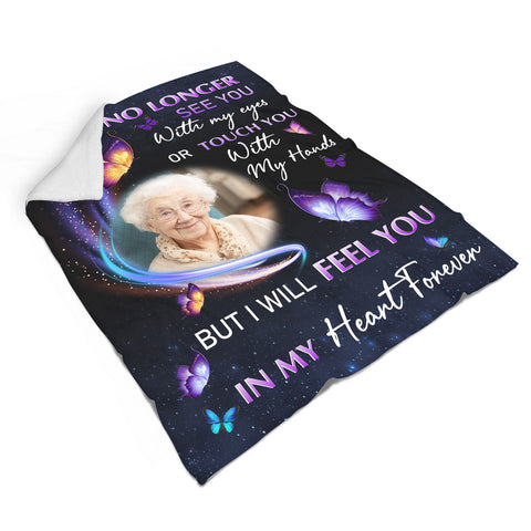 Personalized Memorial Blanket| Deceased Photos| I Can No Longer See You| Remembrance Throw Blanket, Memorial Sympathy Gift for Loss of Father, Mother, Wife, Husband| N2376