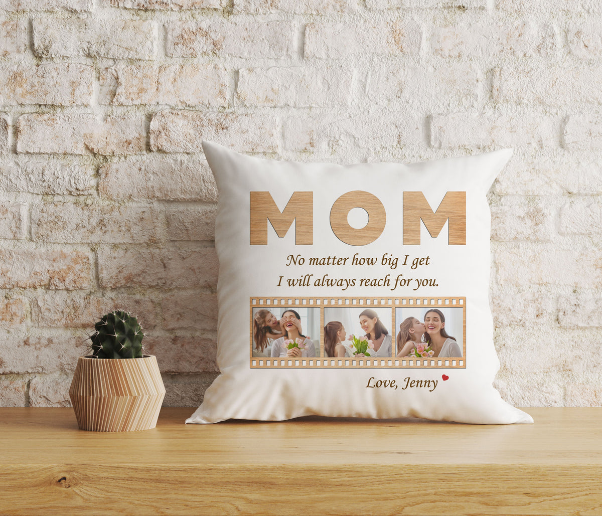 Personalized Mom Pillow - Always Reach for Your, Mother's Day Gift Custom Photo Collage, I Love You Mom| NPL21