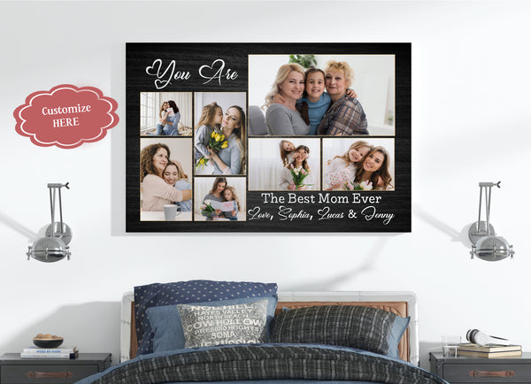 Best Mom Ever Personalized Canvas Photo Collage, Mom Grandma Mother's Day Gift Birthday Christmas| N2476