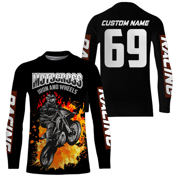 Custom Motocross jersey kid&adult UV protective Iron and Wheels dirt bike MX racing off-road| NMS903