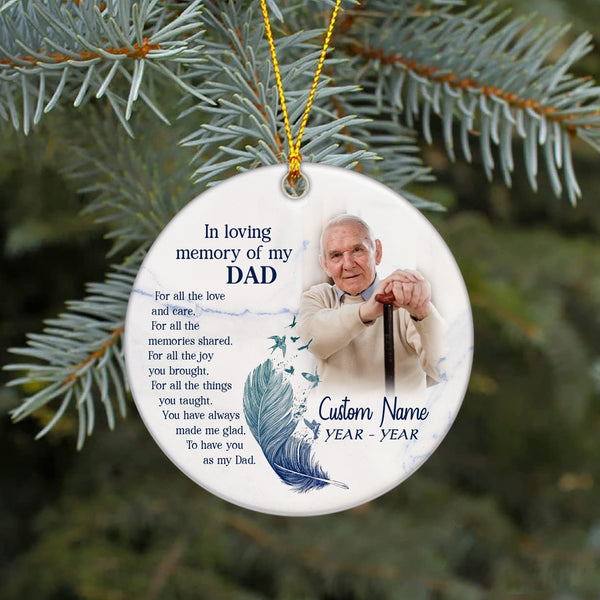 Dad memorial ornament - in loving memory of dad, Christmas in heaven, Father remembrance ornament| ONT57