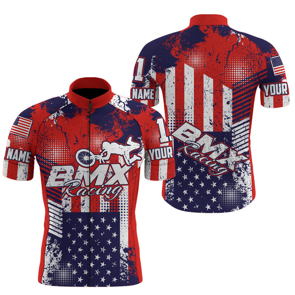 Custom BMX racing cycling jersey Cycle gear with 3 pockets Anti-UV full zipper American bike shirt| SLC73
