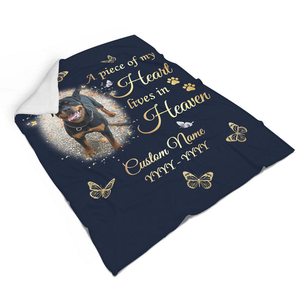 Personalized Dog Memorial Blanket| A Piece of My Heart Fleece Blanket| Sympathy Gift for Loss of Dog, Dog Owners| Dog Remembrance Gift| JBD337