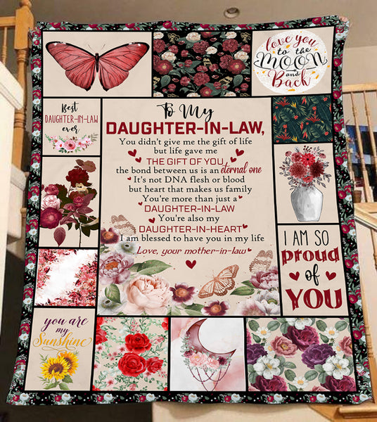 Floral Blanket To My Daughter-in-law Fleece Blanket - Thought Gift for Daughter-in-law from Mother-in-law Daughter-in-law Gift for Christmas Birthday Anniversary Wedding - JB247