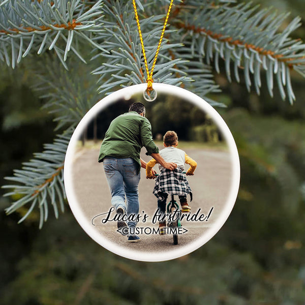 Personalized first ride bicycle ornament for kid, bike ornament, cycling gifts for boys, girls| ONT04