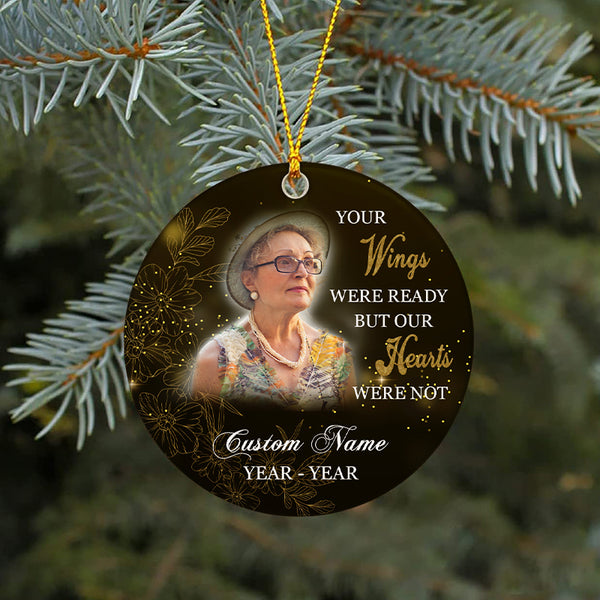 Personalized memorial ornament - Your wings were ready, in heaven, remembrance ornament for loss| ONT43