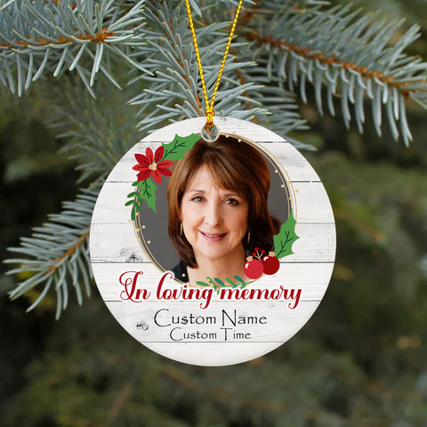 Memorial Personalized Ornament, Christmas in Heaven Bereavement Ornament for Loss of Loved One - OVT03