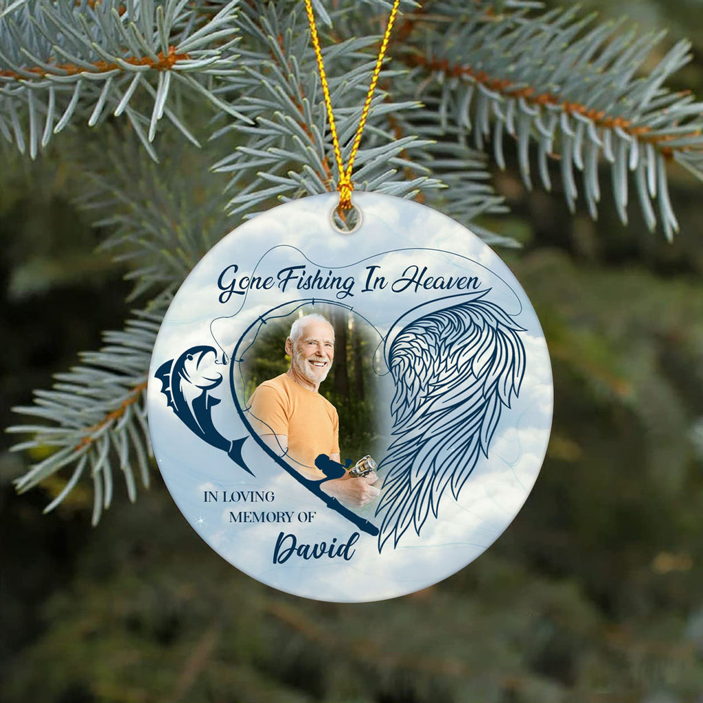 Personalized Gone Fishing in Heaven Ornament for Dad Fishing Lover