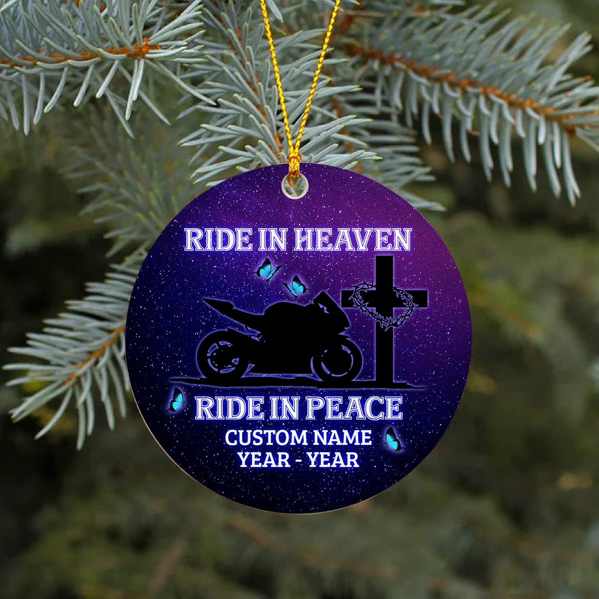 Personalized Memorial Ornament Sympathy Gift for Motorcycle Lovers Christmas Remembrance Home Decor ODT13