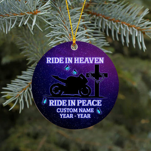 Personalized Memorial Ornament Sympathy Gift for Motorcycle Lovers Christmas Remembrance Home Decor ODT13