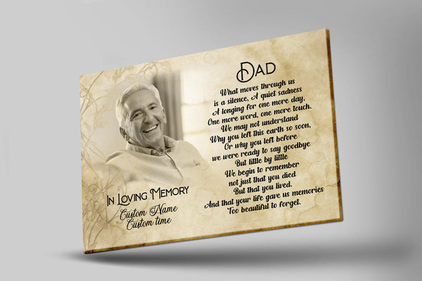 Dad Memorial Customized Canvas Remembrance Father's Day in Heaven, Sympathy Gift for Loss of Father| N2593