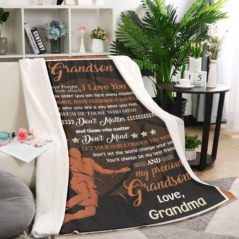 Personalized Blanket To My Grandson| Basket Ball Blanket Gift for Grandson from Grandma Grandpa| My Precious Grandson Blanket| Grandson Gift for Christmas Birthday Graduation| JB197