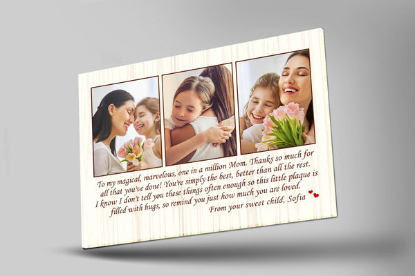 Custom Mom Canvas| Mom You Are One In A Million Gift for Mom, Mother, Mom's Birthday, Mother's Day Gift JC841