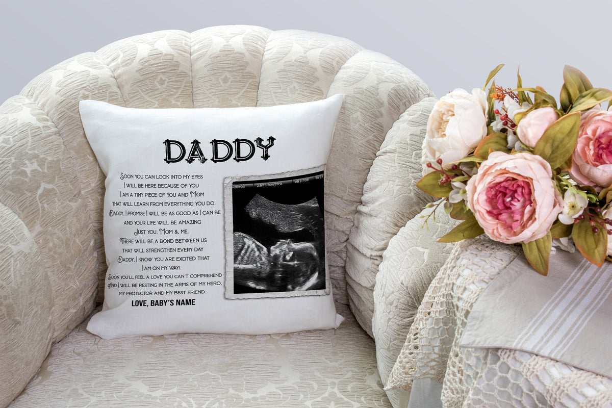 Expecting Dad Personalized Pillow (Insert Included) Sonogram Fathers Day Gift Dad to Be 1-side Print| NPL134