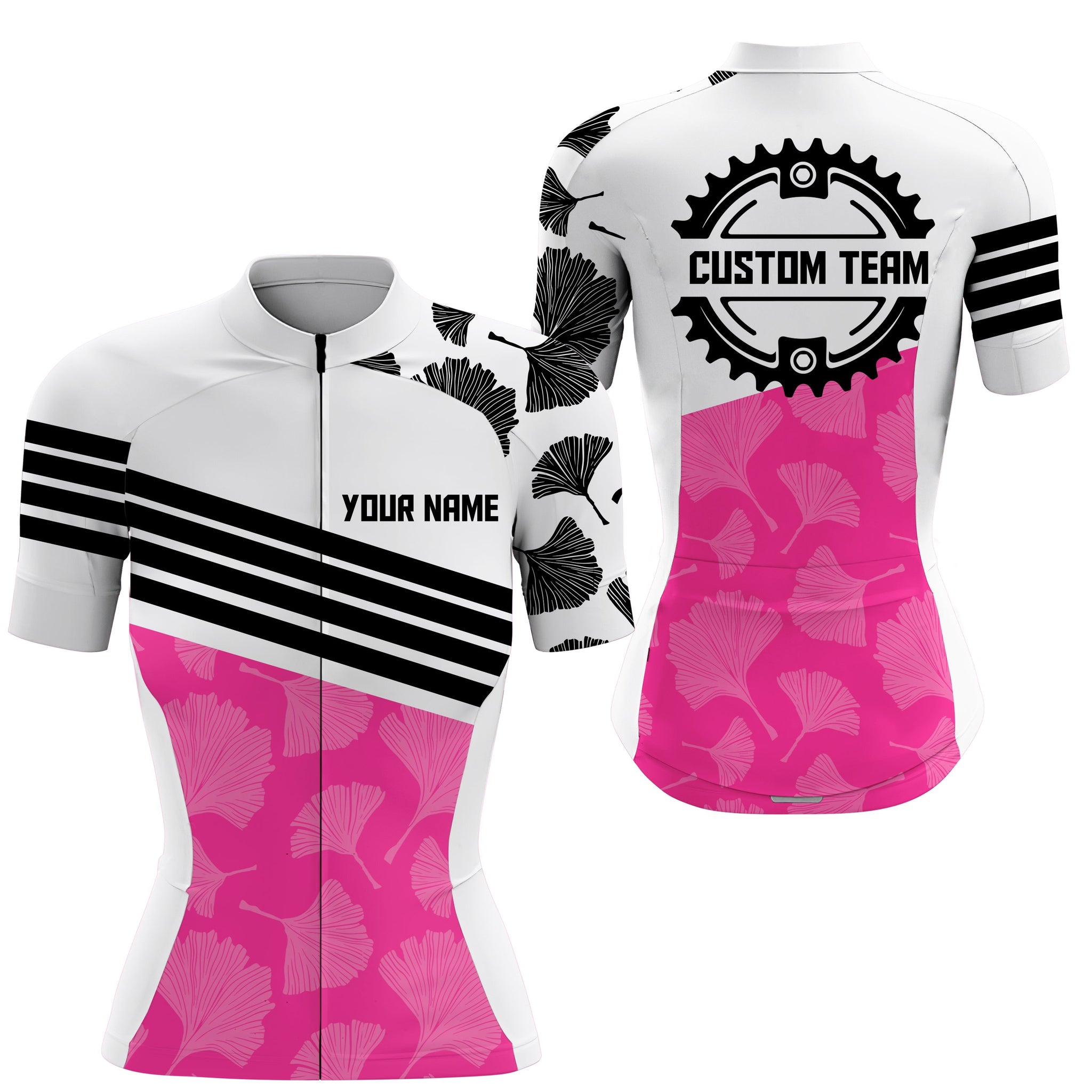 Pink women cycling jersey Cycle Gear with 3 pockets Anti-UV reflective long short sleeve shirt| SLC124