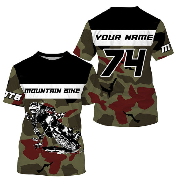 Camo adult kid MTB jersey UPF30+ mountain bike shirt Cycling trail downhill clothes Biking gear| SLC233