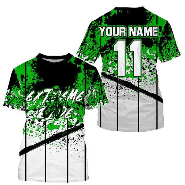 Custom Motocross jersey kid&adult MotoX extreme dirt road UV protective green dirt bike shirt PDT367