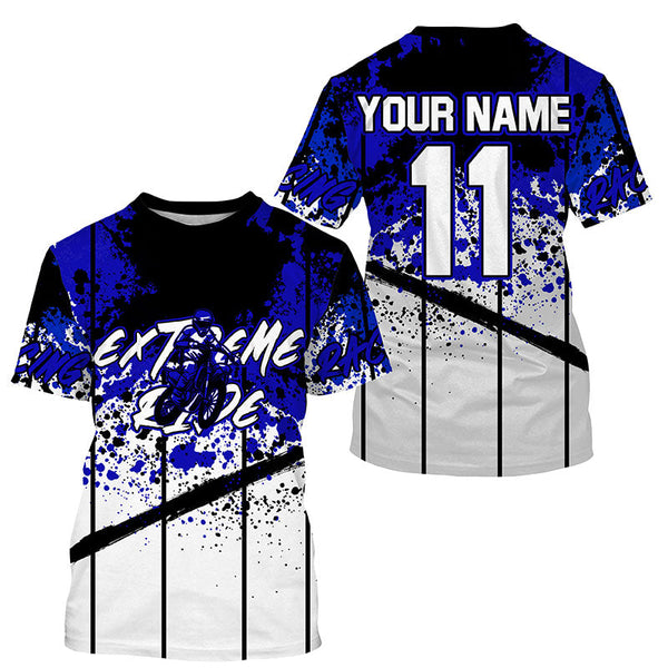 Custom Motocross jersey kid&adult MotoX extreme dirt road UV protective blue dirt bike shirt PDT368