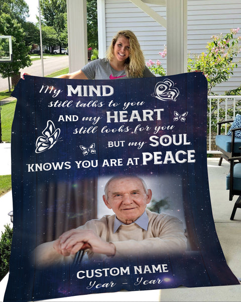 Memorial Blanket Personalized Photo| You Are At Peace Blanket| Memorial Gift, Sympathy Blanket, Remembrance Blanket| T1140