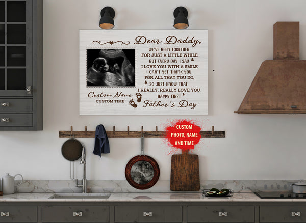 Happy First Father's Day Gift| Personalized Canvas for New Dad, Dad To Be, Expecting Father, 1st Time Dad| JC877