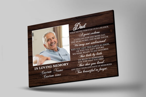 Dad Memorial Canvas| Personalized Photo| Too Beautiful to Forget| Dad Remembrance, In Heaven Father Memorial| Sympathy Gift, Memorial Gift for Loss of Father, In Memory of Dad| N2374