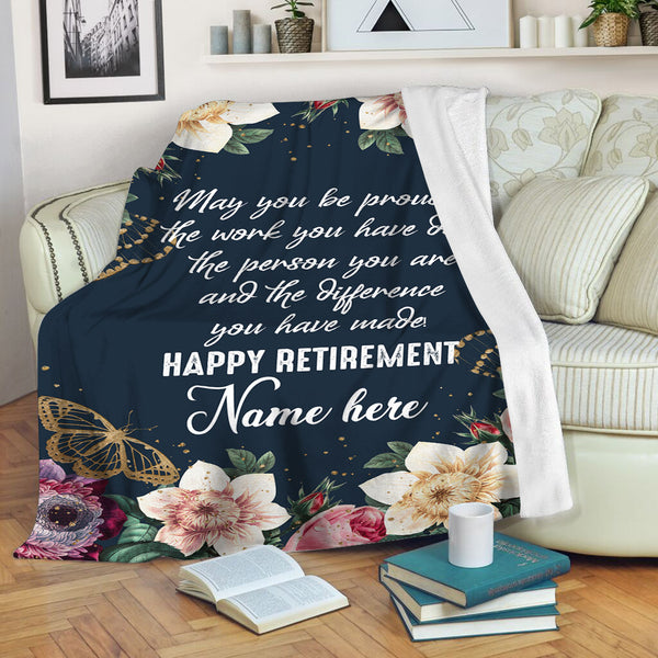 Happy Retirement Blanket| Floral Blanket Custom Retirement Gift for Mother Father Nurse Teacher Mother JB233