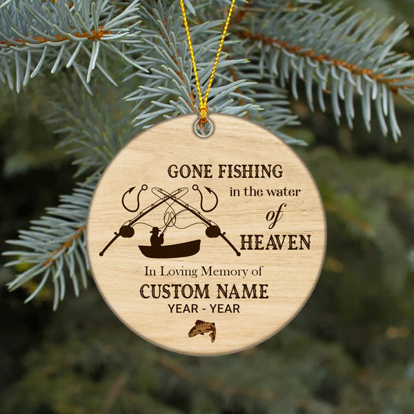 Gone Fishing memorial ornament, Fisherman in Heaven ornament, Fishing remembrance gifts| ONT121
