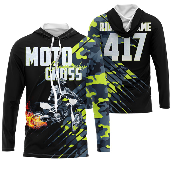 Custom Motocross kid men women UPF30+ jersey for MX camo green dirt bike off-road racing shirt PDT82