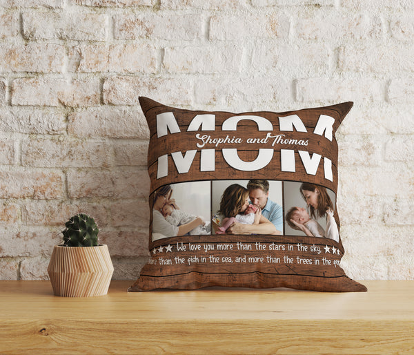 Mom Canvas| We Love You Mom Photo Pillow, Custom Mom Gift for Mother's Day, Gift for Mother| JPL29