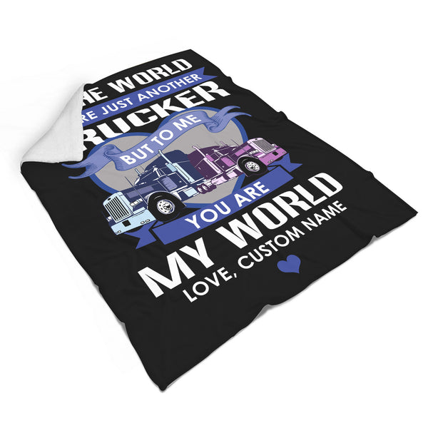 Personalized Blanket for Dad Trucker| Dad Are The World Fleece Blanket| Dad Truck Driver Blanket| Dad Gift Dad Blanket Dad Christmas Dad Birthday Dad Father's Day for Trucker| JB205