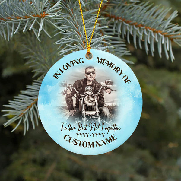 Personalized Motorcycle Memorial Ornament Dad Angel In Heaven Sympathy Gift For Loss Of Biker Father ODT37