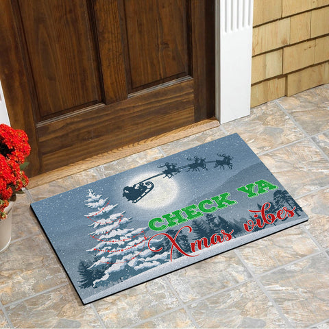 Funny Doormat - Check Ya Xmas Vibes Doormat - Christmas Sign Christmas Decoration for Indoor Outdoor - Welcome Mat Holiday Doormat Winter Sign - JD38