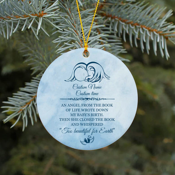 Miscarriage Memorial Ornament, Personalized Christmas Remembrance for Angel Baby in Heaven NOM315