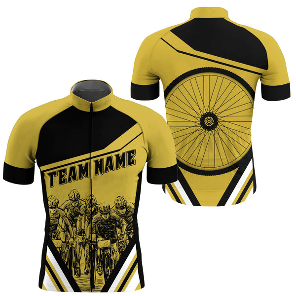 Customized Men Cycling team jersey Yellow Biking athletes racewear Anti-UV road racing gear| SLC60