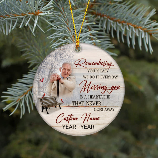 Personalized Memorial Ceramic Ornament with Picture Christmas Sympathy Gift for Loss of Loved One NOM258