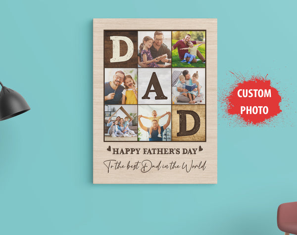 Dad Personalized Canvas Happy Fathers Day Custom Photo Collage Fathers Day Gift Keepsake for Daddy| N2607