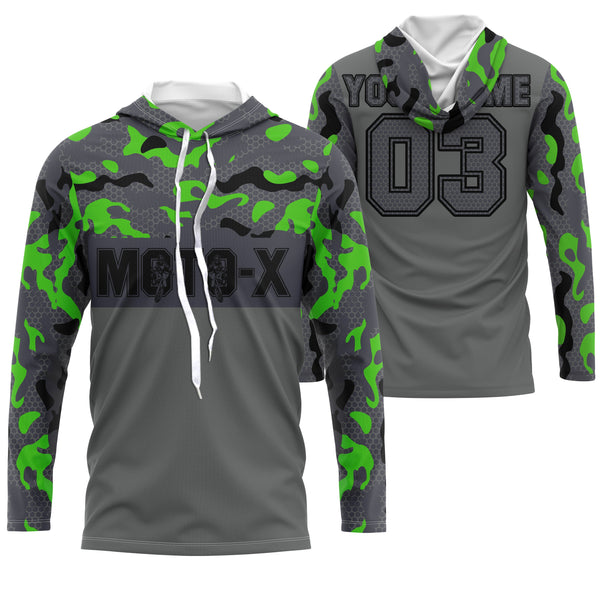 Green youth Motocross jersey for boys girls custom UPF30+ MX camo racing off-road motorcycle shirt PDT76