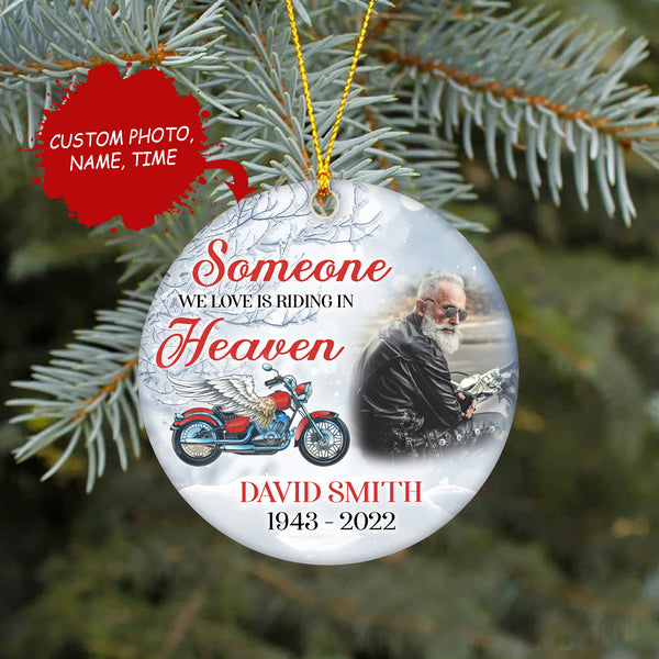 Personalized Motorcycle Ornament Riding In Heaven Christmas Memorial Gift For Loss Of Biker ODT19