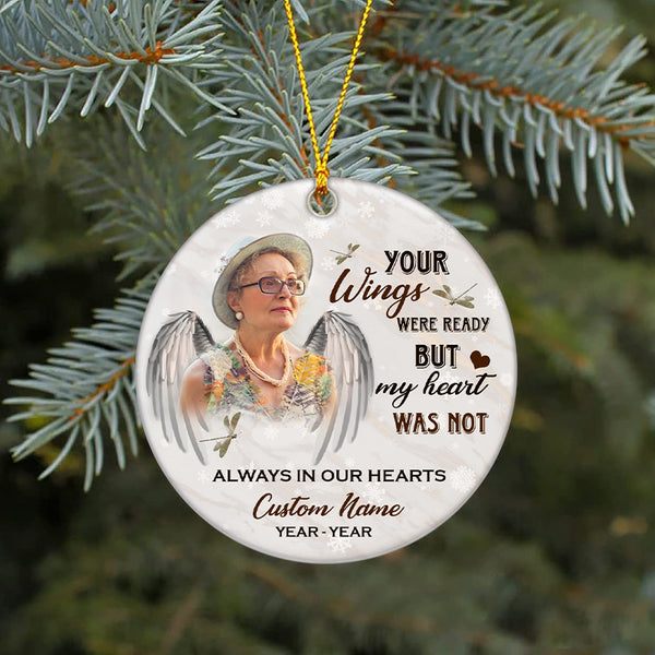 Your wings were ready - Personalized memorial Christmas ornament with photo, sympathy gift for loss| ONT32