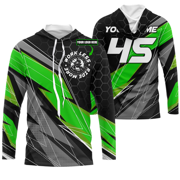 Custom logo racing jersey UPF30+ UV protective Work Less Ride More dirt bike motorcycle racewear NMS1014