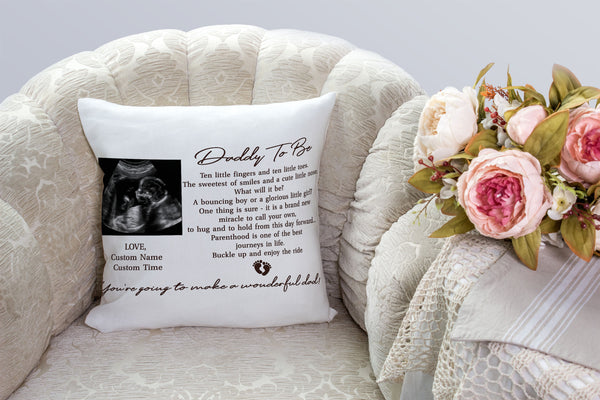 Dad To Be Personalized Pillow| First Father's Day Gift for Husband New Dad 1st Time Dad Custom Sonogram JPL101