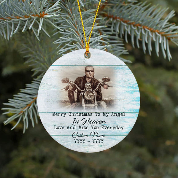 Angel Dad In Heaven Ornament Motorcycle Memorial Personalized Bereavement Gift For Loss Of Biker ODT79