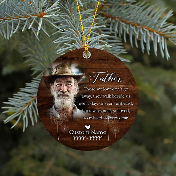 Dad remembrance - Personalized memorial ornament, Christmas in heaven, sympathy gift for angel dad| ONT21