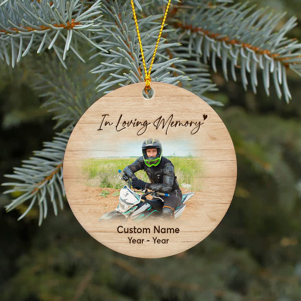 Personalized Motorcycle Memorial Ornament Christmas In Heaven In Memory Gift For Loss Of Biker Dad ODT71