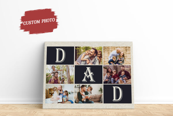 Personalized Dad Photo Collage Canvas| Sentiment Gift for Father, Father's Day Gift, Dad Birthday Gift| JC900