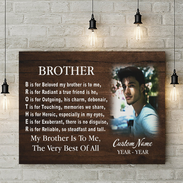 Brother remembrance canvas personalized - Brother in heaven memorial, Sympathy gift for loss brother CNT25